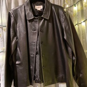 Bagatelle 100% Black Leather Blazer w/stitching